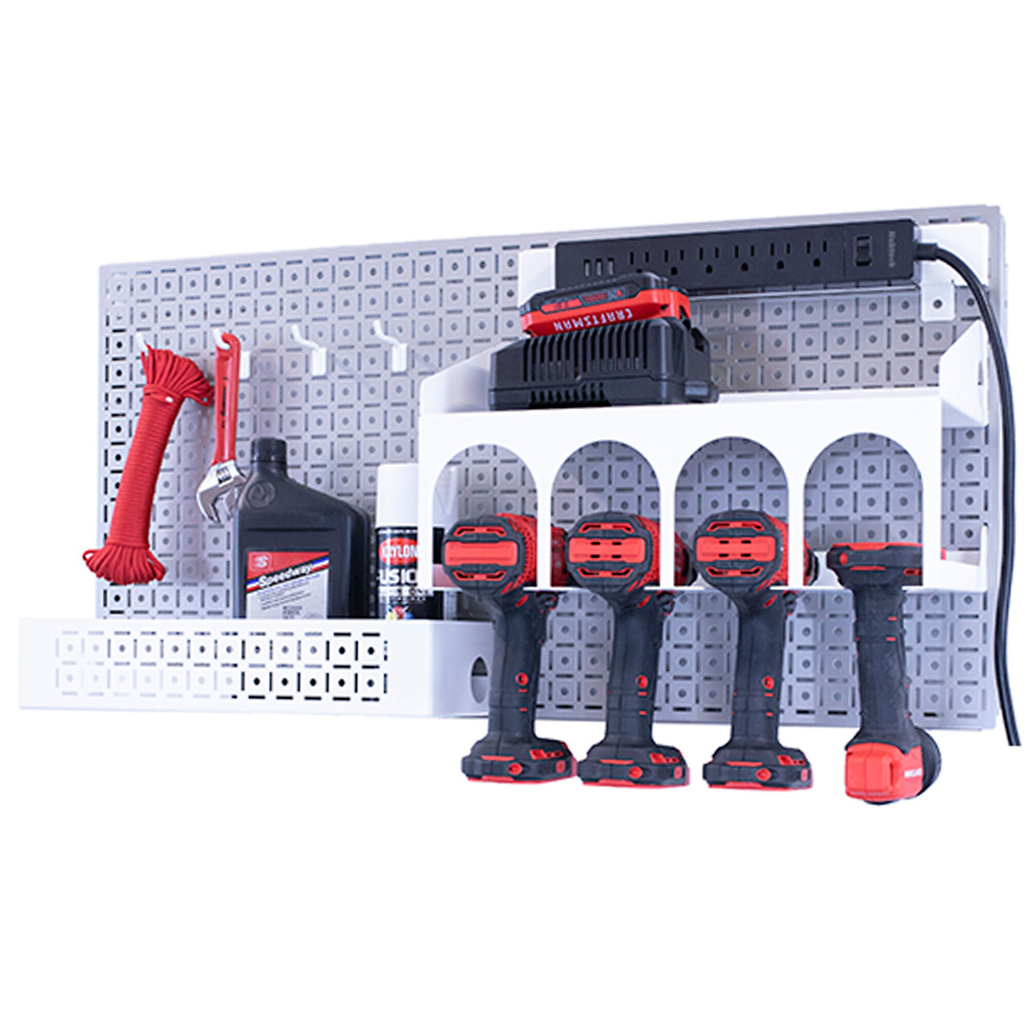 OmniWall, OmniWall metal pegboard storage kit for storage, Length 32 in, Width 16 in, Model# CGS-KIT-HPWR